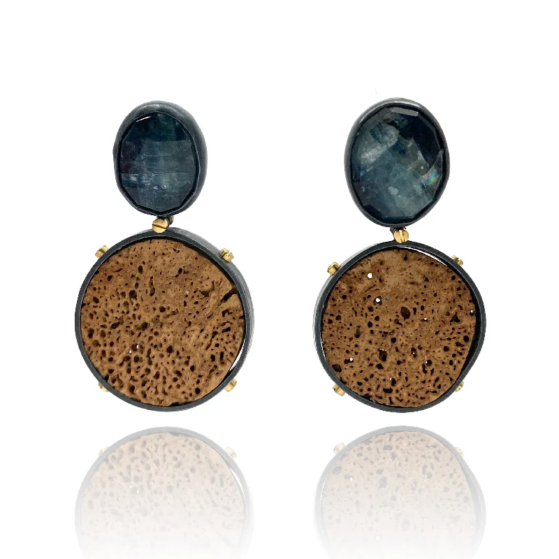 elegant art deco necklace Oosik and Kyanite Earrings