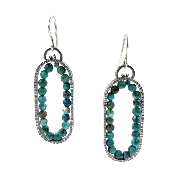hammered sterling silver band Oval Geode Earrings