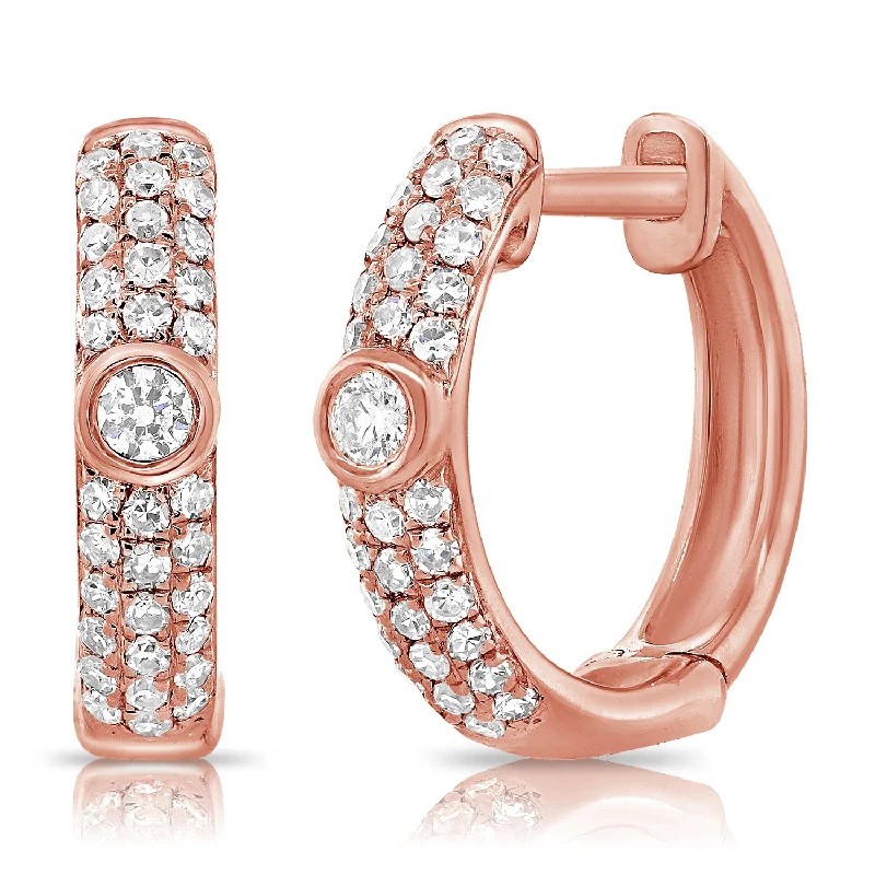 classic tennis bracelet white gold Pavé Diamond Hoop Earrings in 14K Gold