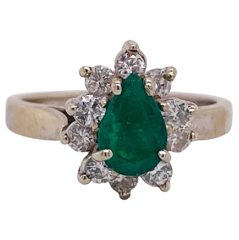 eternity ring for anniversary Pear Emerald Halo Ring