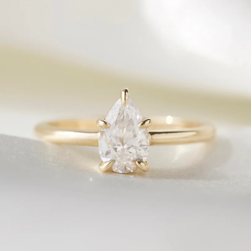 raw crystal cuff bracelet Isla Pear Solitaire Diamond Ring