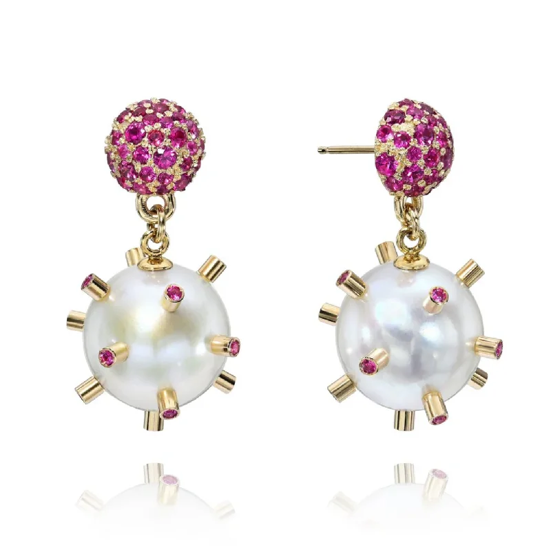 emerald-cut aquamarine necklace Pearl Wrecking Ball Earrings