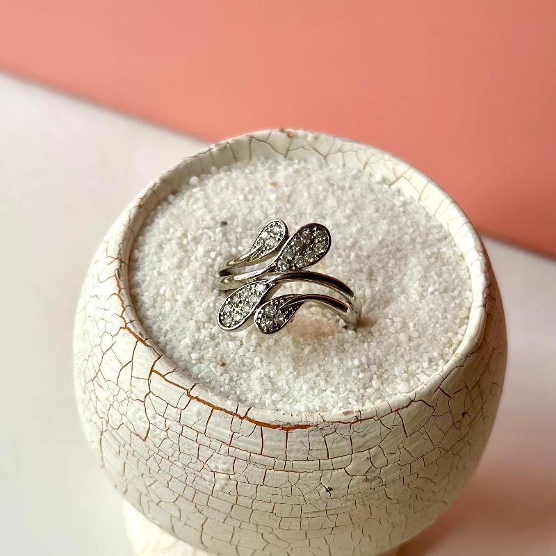 elegant pearl necklace with diamonds Petal Ring