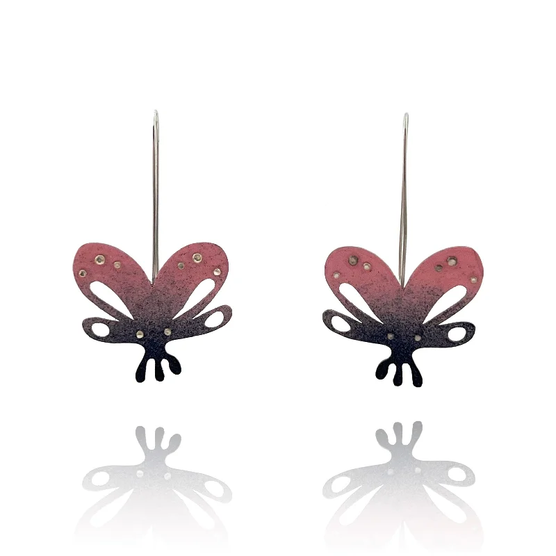 birthstone necklace for mom Pink and Purple Butterfly Earrings