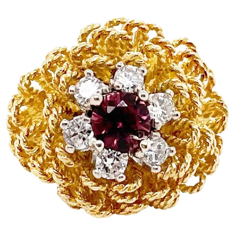 Pink Tourmaline & Diamond Flower Ring