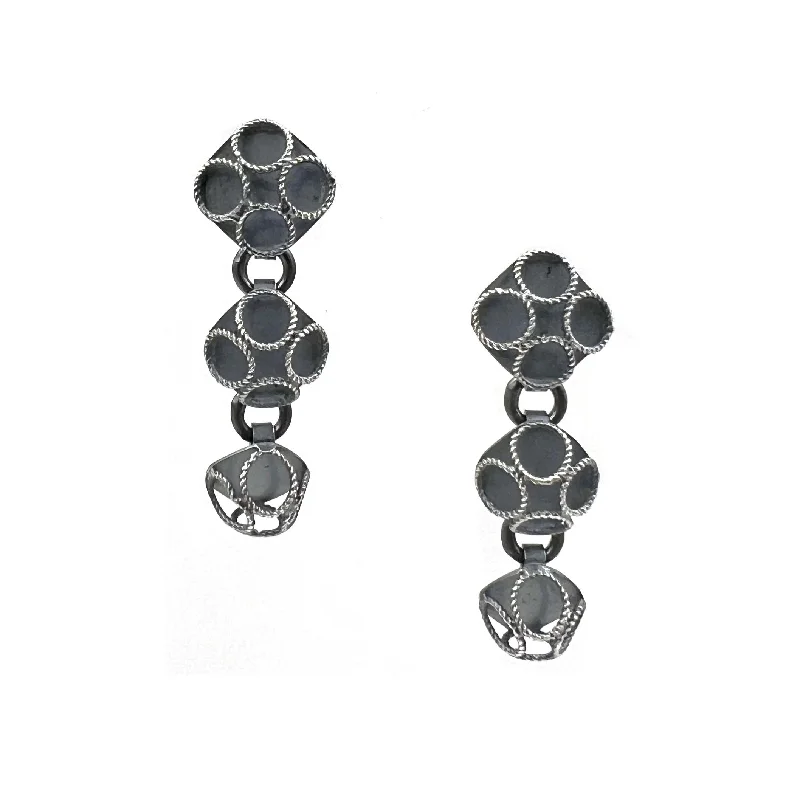 double-layered choker necklace Pinwheel Puff Drop Dangles