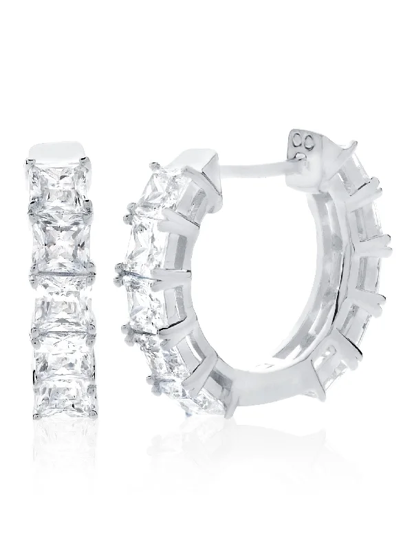 celestial galaxy planet necklace Princess Hoop Earrings Finished in Pure Platinum
