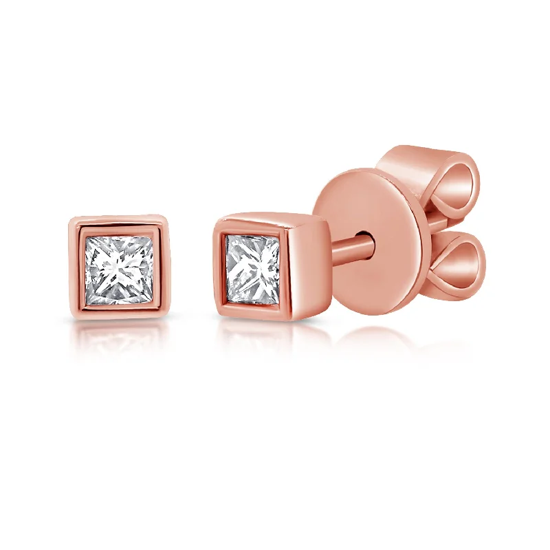 real smoky quartz pendant Princess Shaped Diamond Solitaire Stud Earrings