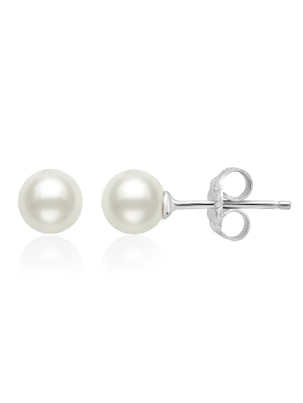twisted rope gold chain Pearl Earrings in Platinum