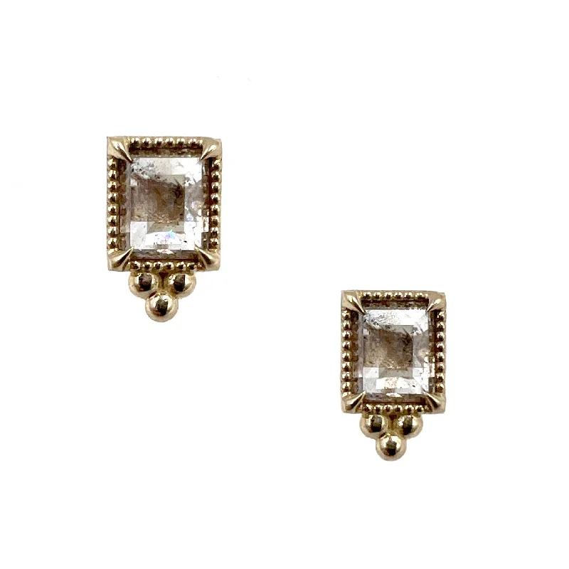 vintage-inspired gold locket Rectangle Diamond Studs