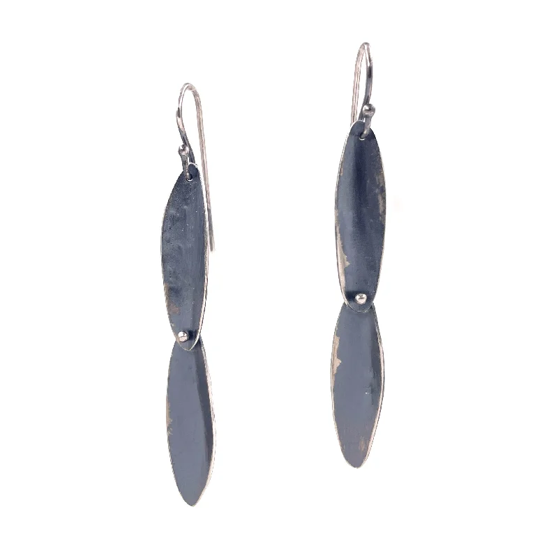stackable gold bangle set Riveted Leaf Earrings