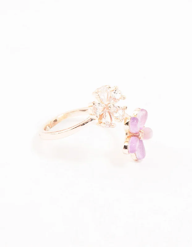 Rose Gold Double Cubic Zirconia Wrapped Ring