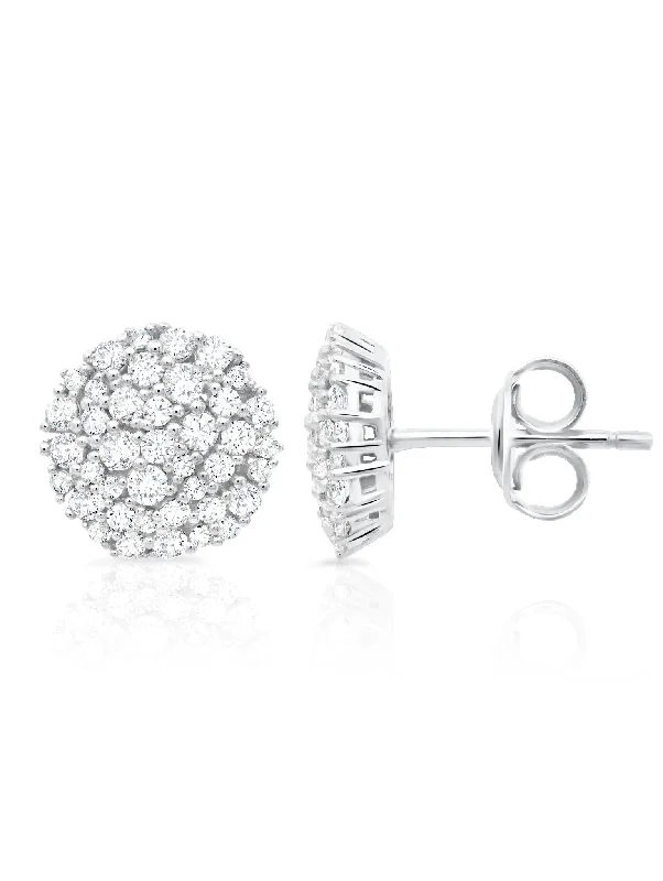 white gold diamond cluster ring Round Cluster Earrings in Platinum