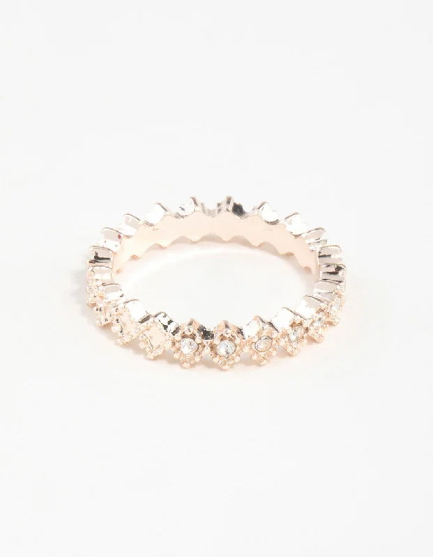 Rose Gold Diamante Band Ring