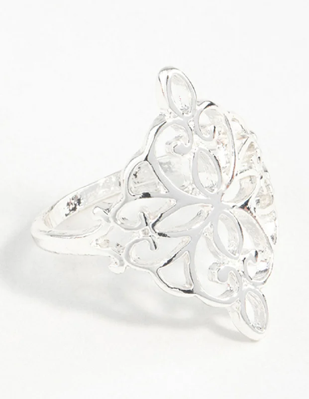 Silver Metal Filigree Ring