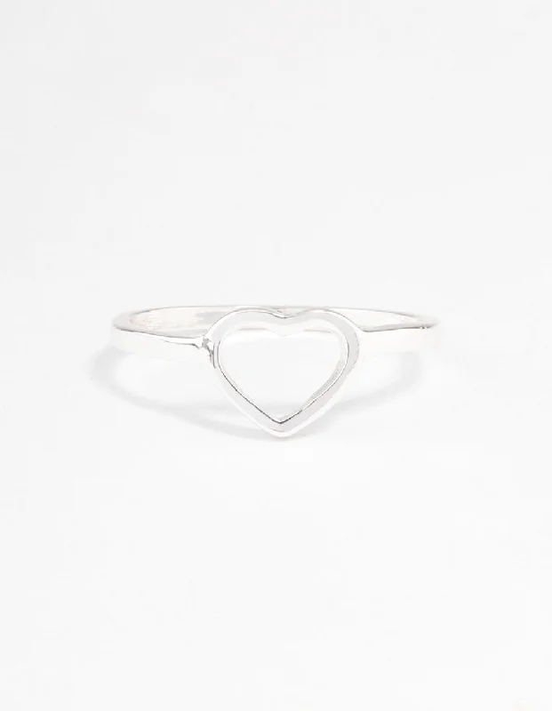 Silver Open Heart Ring