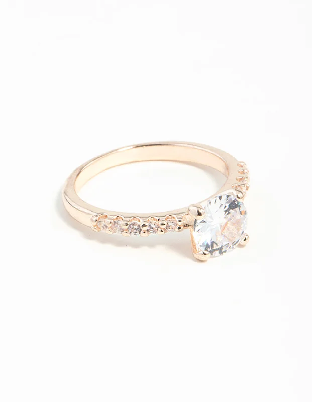 Rose Gold Diamante Engagement Ring