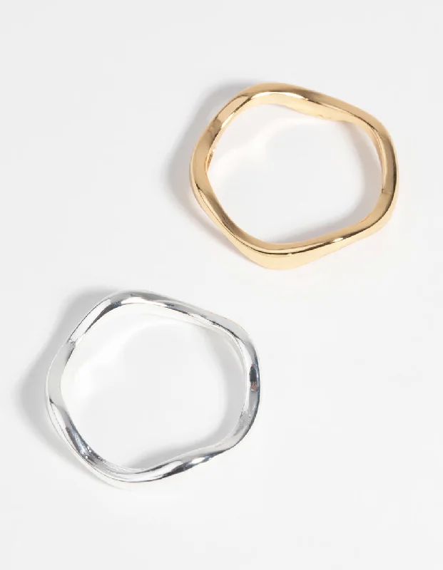 Gold & Silver Plated Weave Ring Set