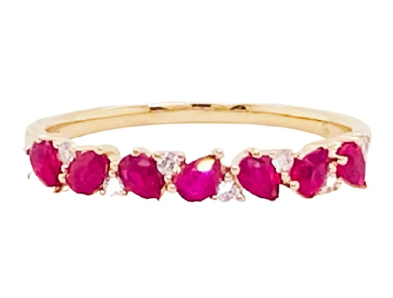 Pear Shaped Ruby Stackable Band