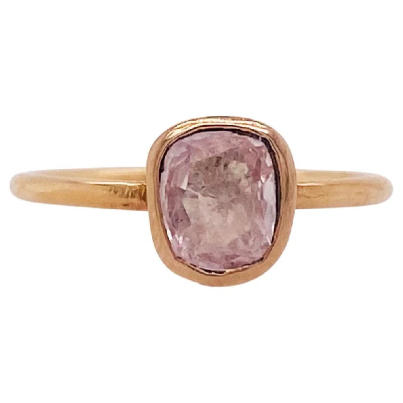 customized infinity bracelet Rustic Pink Sapphire Bezel Ring