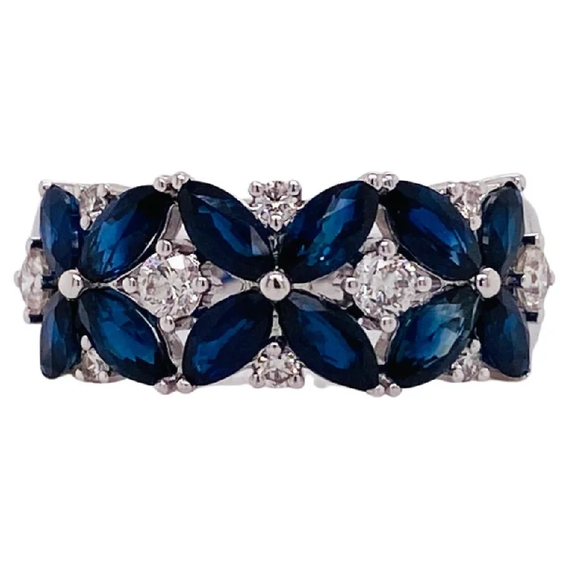 white gold necklace simple Sapphire Diamond Flower Band