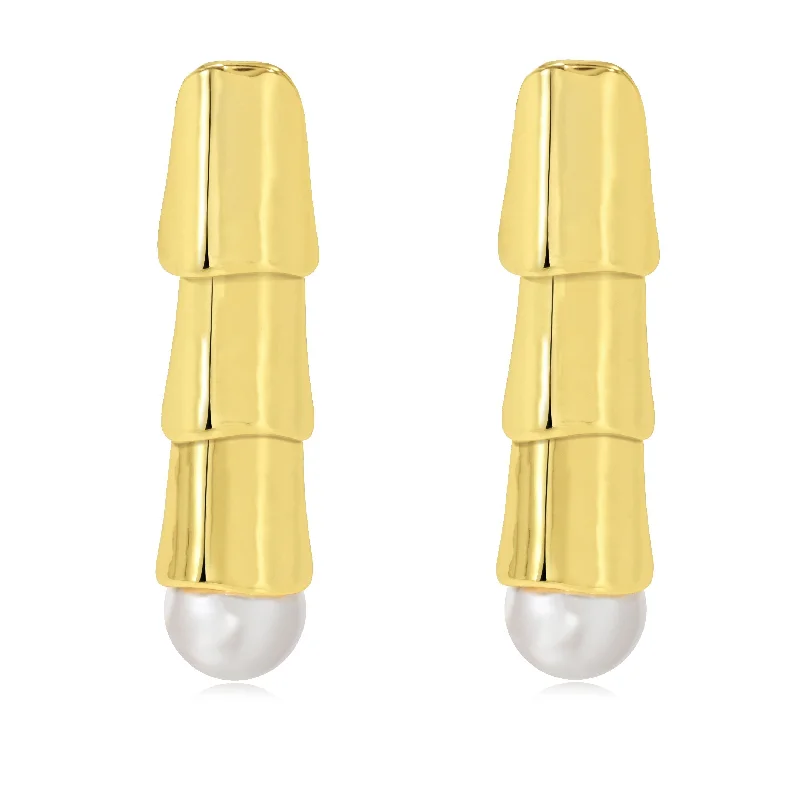 minimalist threader earrings gold Sasha Pearl Statement Earring