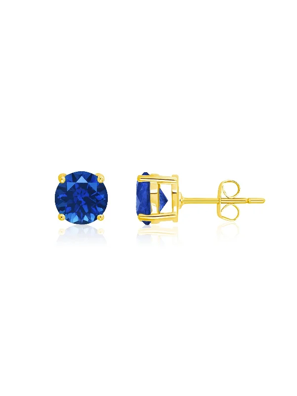 September Birthstone Stud Earrings Finished in 18kt Yellow Gold