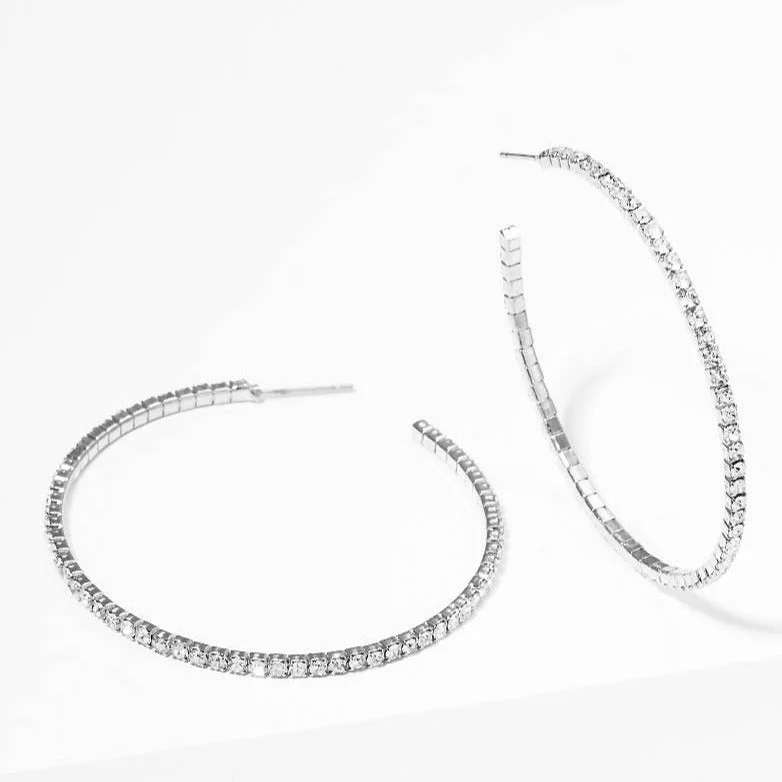 celestial star ring gold Silver Large Crystal Hoop Earrings