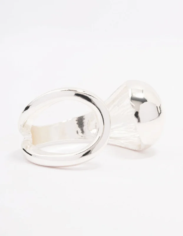 Silver Plated Puffy Open Wrap Ring