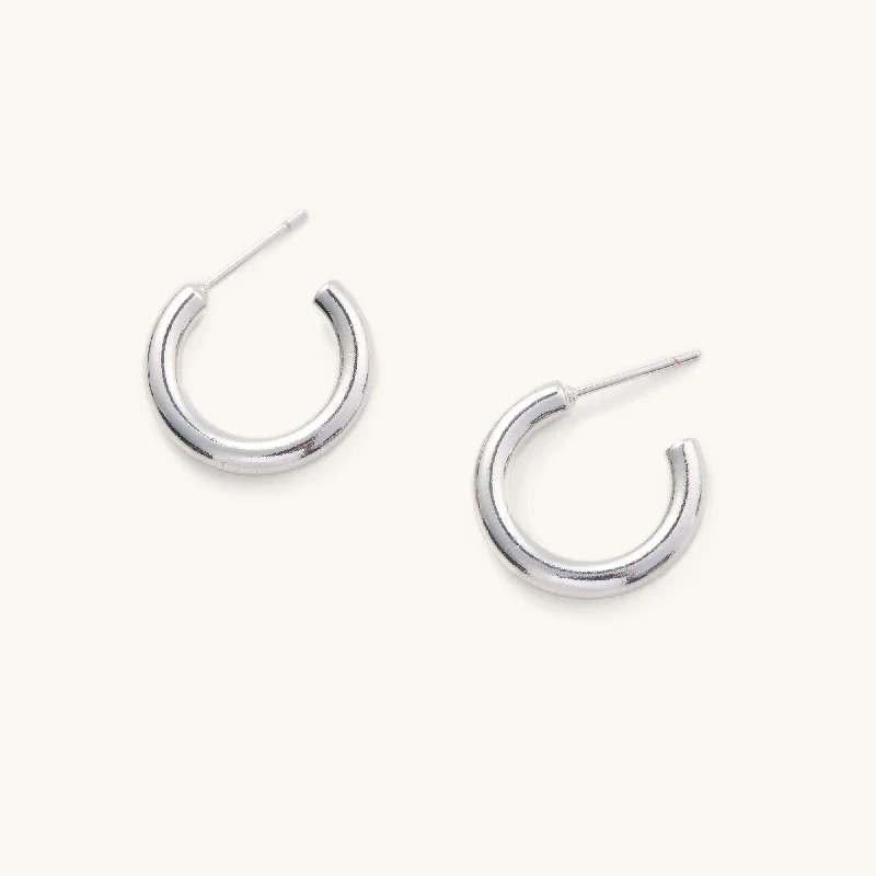 hammered gold signet ring Silver Tessa Tube Hoops