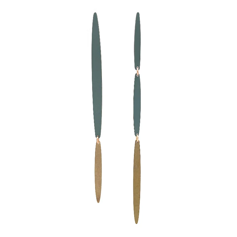 statement gold cuff earrings Simple Combination Drops, Evergreen & Brass