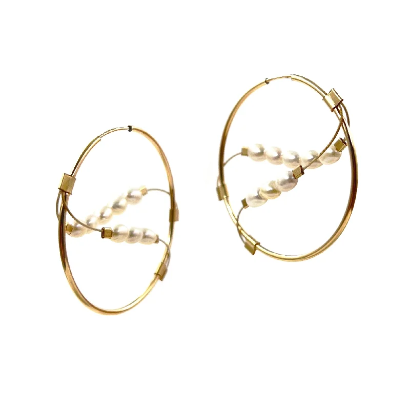 black and gold wedding band Sine Hoops, Pearl