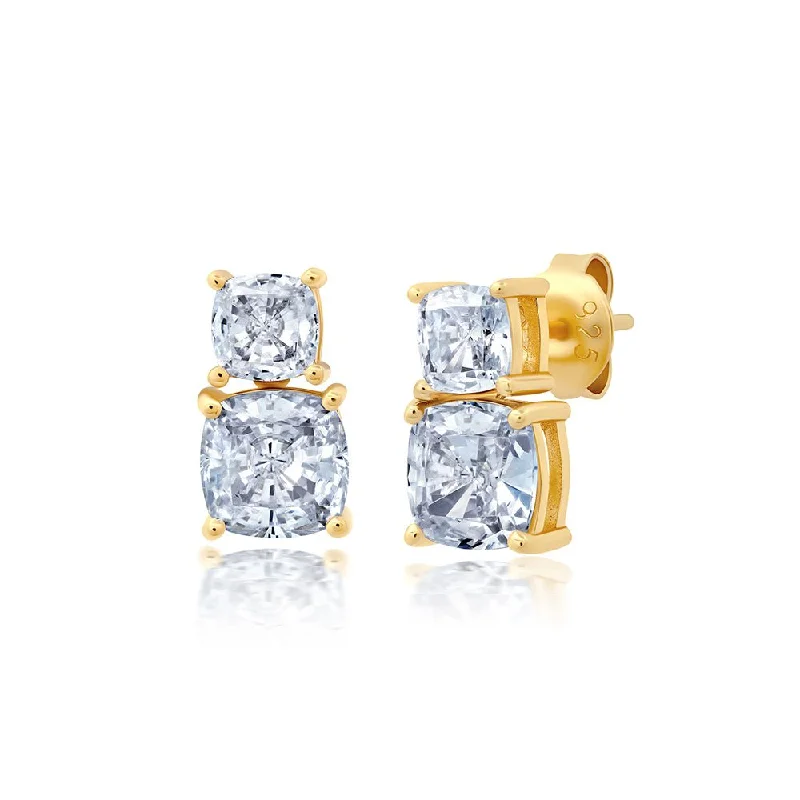 Small Stacked Cushion Cut Earrings