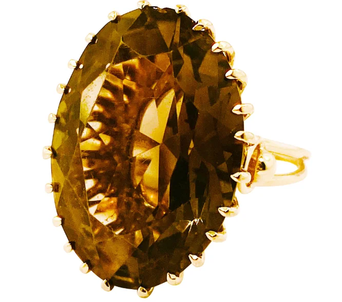 minimalist threader earrings gold Smokey Quartz Ring
