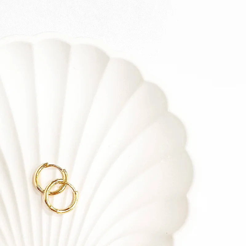 modern geometric gold ring Soleil Huggie Hoops Earrings Gold Filled