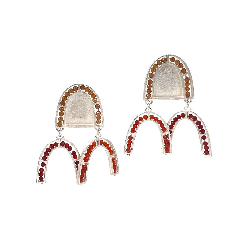 men’s beaded bracelet with charms Solid Short Triple Arch Earrings, Carnelian