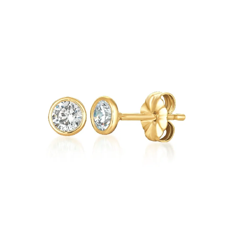 personalized hand-stamped bar ring Solitaire Bezel Set Earrings Finished in 18kt Yellow Gold - 1.0 Cttw
