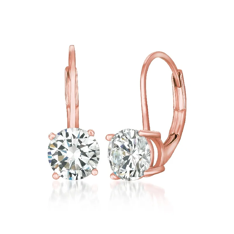 minimal gold ring stack Solitaire Brilliant Cut Leverback Drop Earrings Finished in 18kt Rose Gold minimal gold ring stack Solitaire Brilliant Cut Leverback Drop Earrings Finished in 18kt Rose Gold