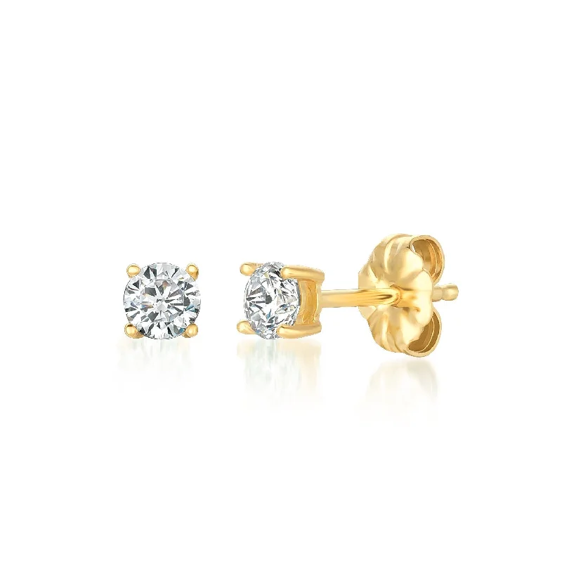 vintage-style floral brooch Small .5ct Brilliant Stud Earrings in Gold