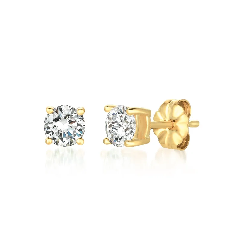 vintage rose-cut diamond ring Small 1ct Brilliant Stud Earrings in Gold