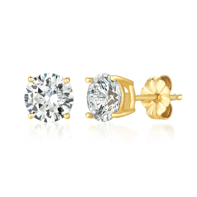 hexagon-shaped engagement ring unique Solitaire Brilliant Stud Earrings Finished in 18kt Yellow Gold - 3.0 Cttw hexagon-shaped engagement ring unique Solitaire Brilliant Stud Earrings Finished in 18kt Yellow Gold - 3.0 Cttw