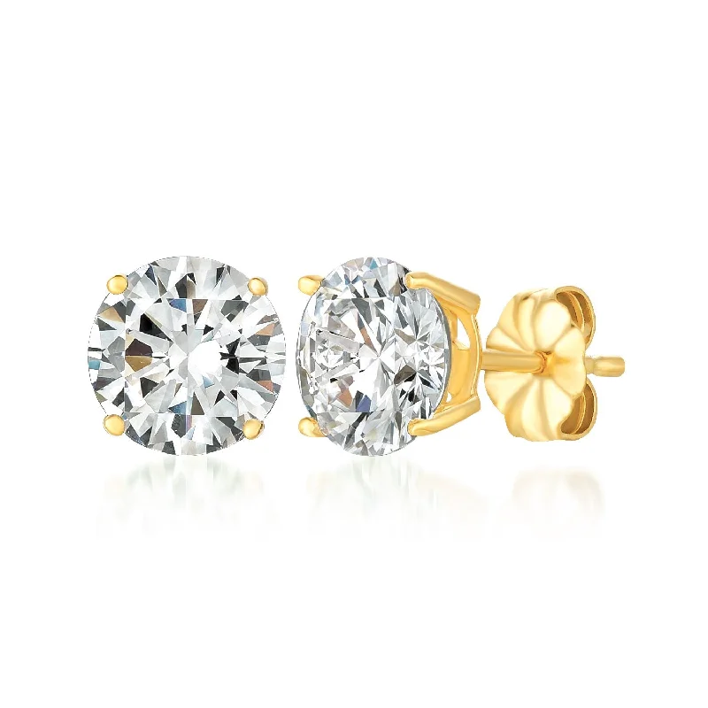 dainty lotus flower ring Large 4ct Brilliant Stud Earrings in Gold