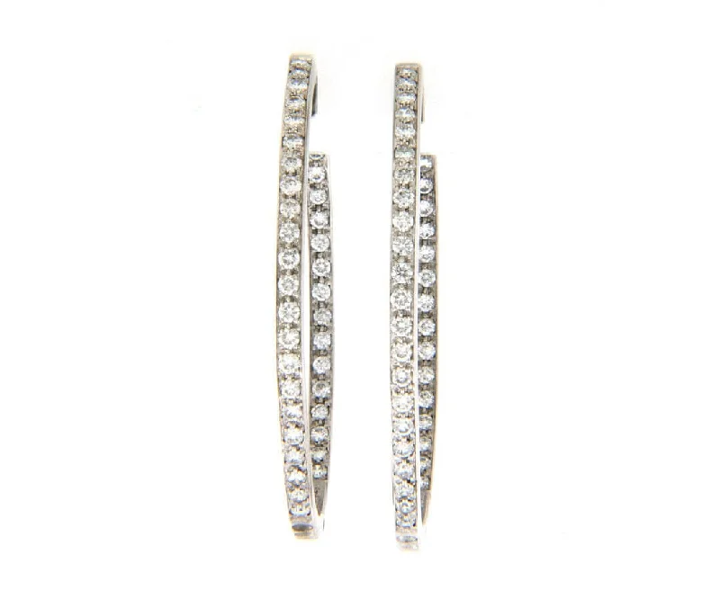 personalized couple rings Sonia Bitton 2.75ctw Diamond Oval Inside Out Hoop Earrings in 14K