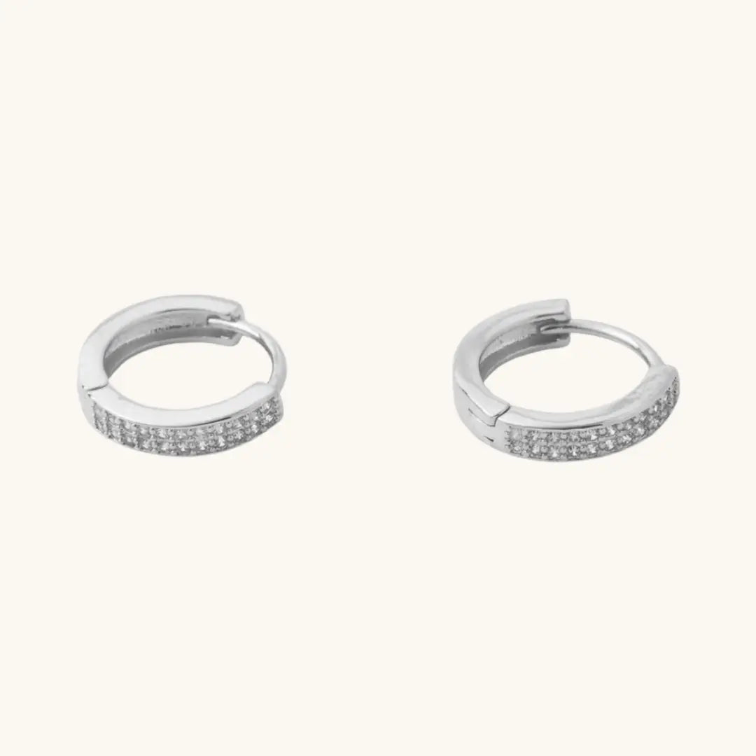 modern hexagon stud earrings Sterling Crystal Huggies