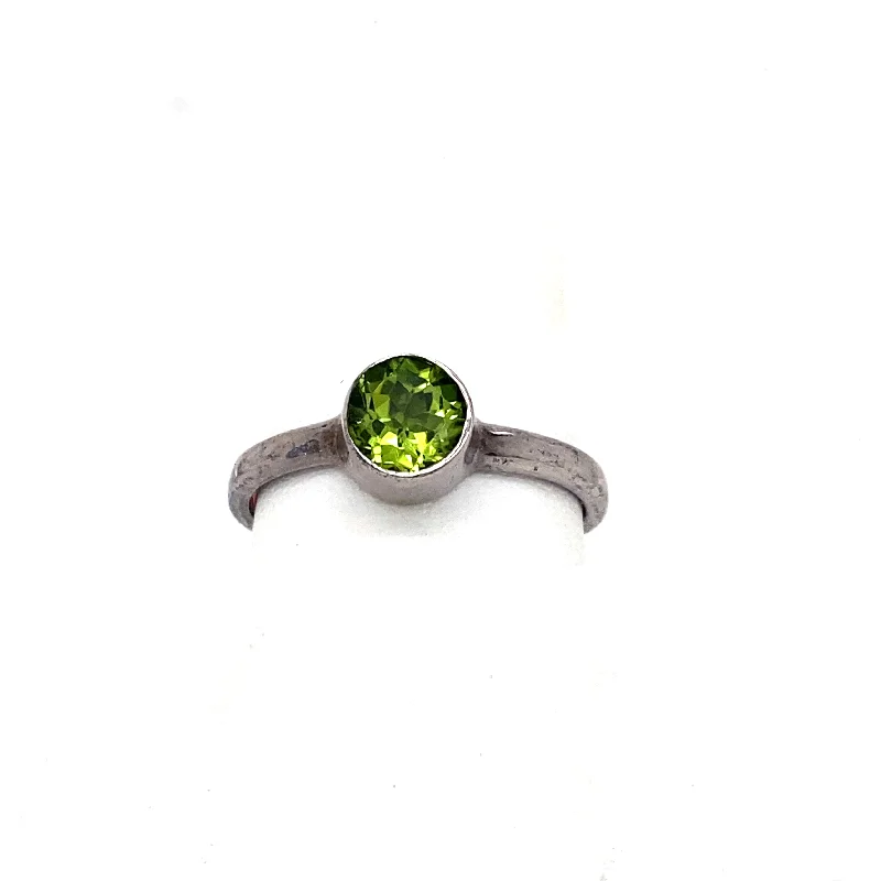 gemstone cluster earrings silver Sterling Silver Bezel Set Peridot Ring