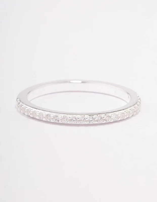 Sterling Silver Cubic Zirconia Pave Band Ring