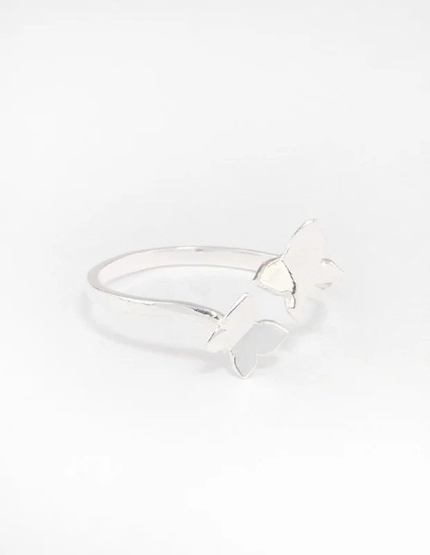 Sterling Silver Double Butterfly Ring