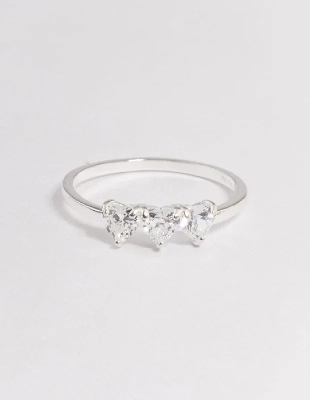 Sterling Silver Trio Heart Ring