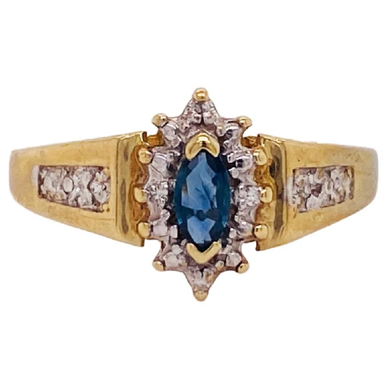 unique promise ring for girlfriend Teal Blue Sapphire Halo Ring