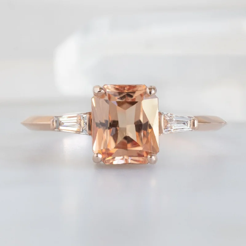 The Ash Ring | 1.43ct Emerald Cut Garnet in 14K Rose Gold